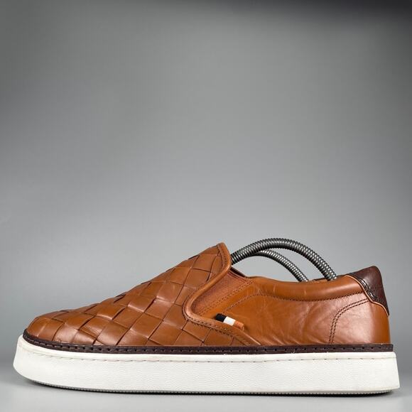 Allen Edmonds Shoes - Allen Edmonds Alpha Men's 9 3E Brown Woven Leather Slip On Sneakers Casual GUC